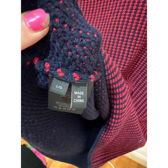 Derek Lam New York Merino Wool‎ Sweater Red Black Knit Crew Neck Size L/G - Picture 3 of 7